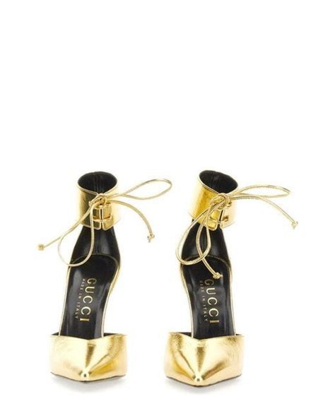 gucci gold metallic heels|black gucci high heels.